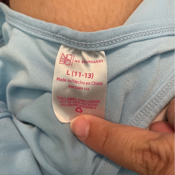 No Boundaries Light Blue and black “Faith” Sport bra size L - Picture 4 of 4